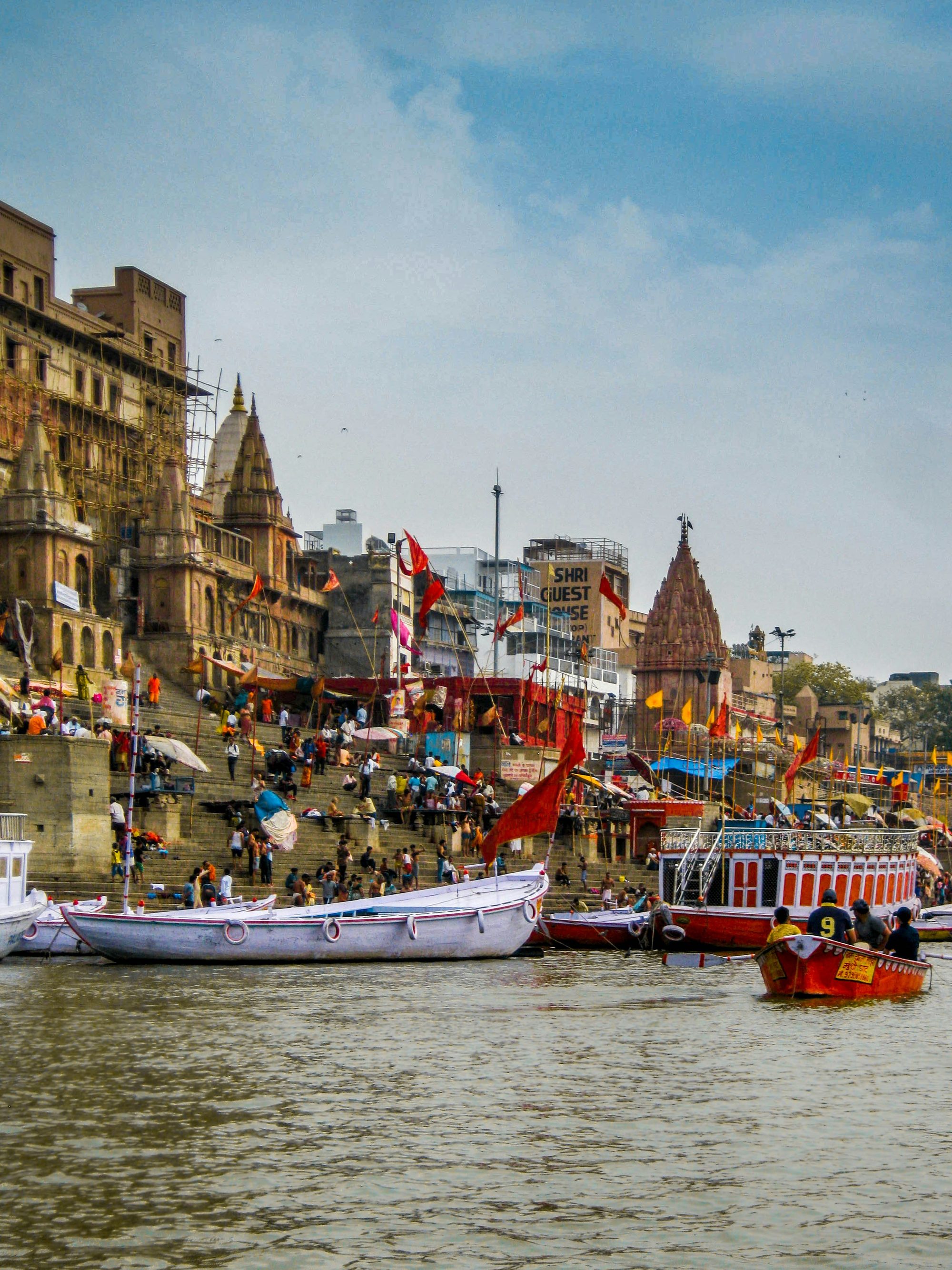 The ghats of Varanasi from a boat